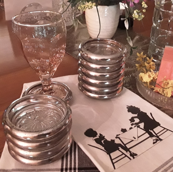 VTG. LEONARD, ITALY SILVERPLATED CRYSTAL COASTERS - Picture 3 of 14